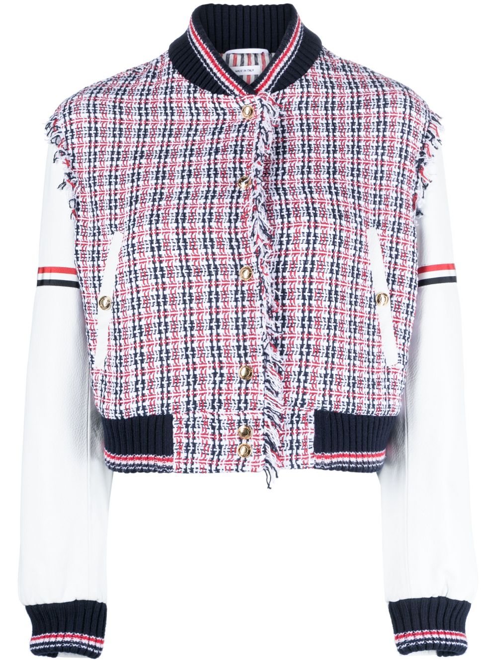Thom Browne 红白蓝条纹拼接飞行员夹克 - 白色