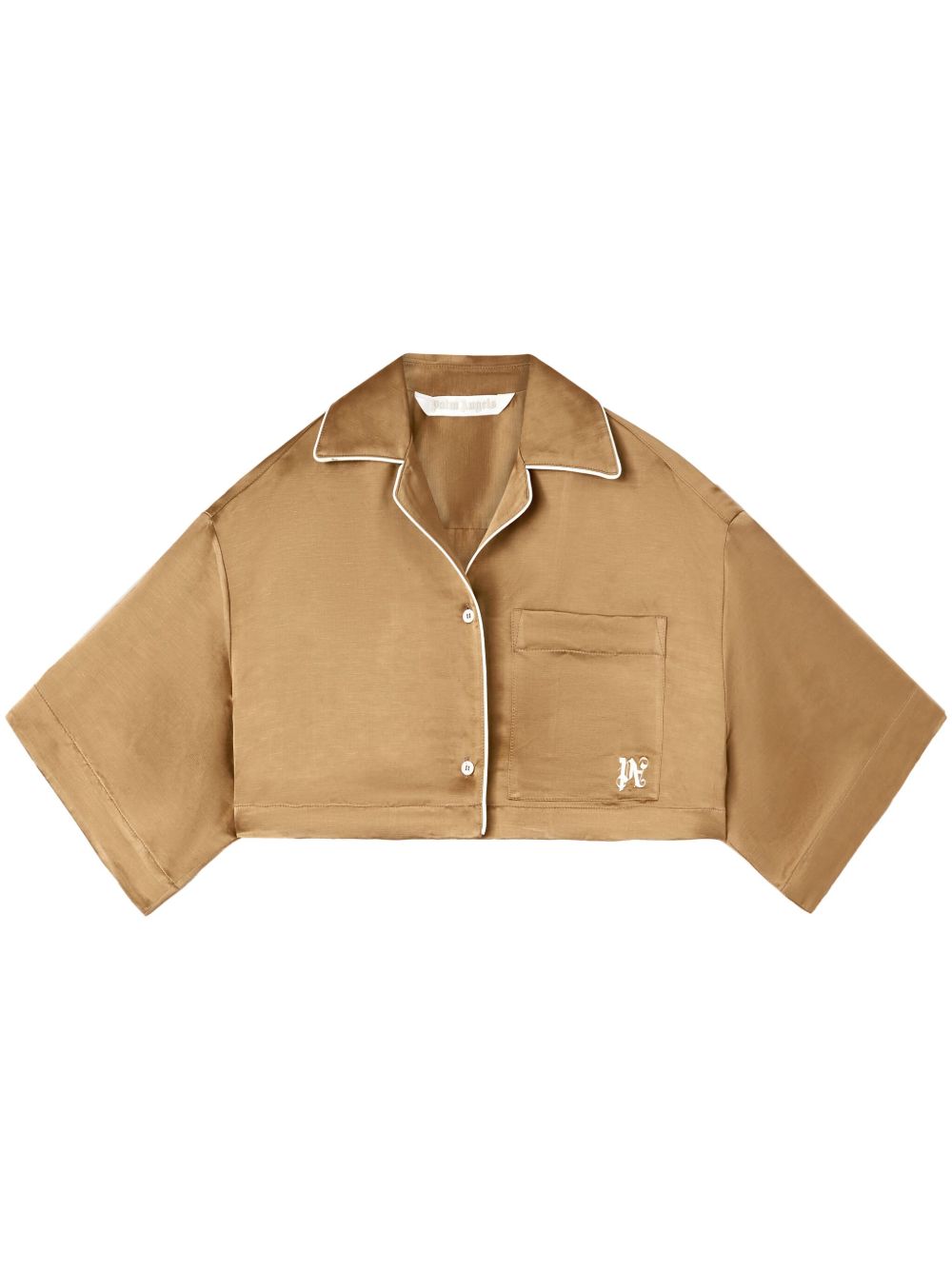 Palm Angels 经典logo刺绣缎面衬衫 - 中性色