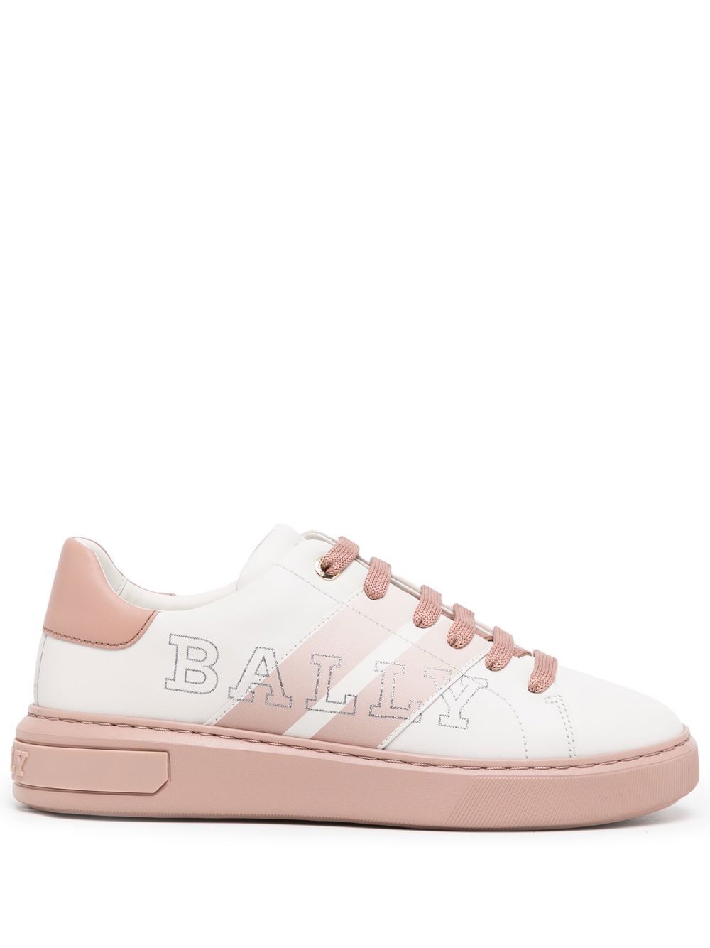 Bally 亮片金葱侧条纹运动鞋 - 白色
