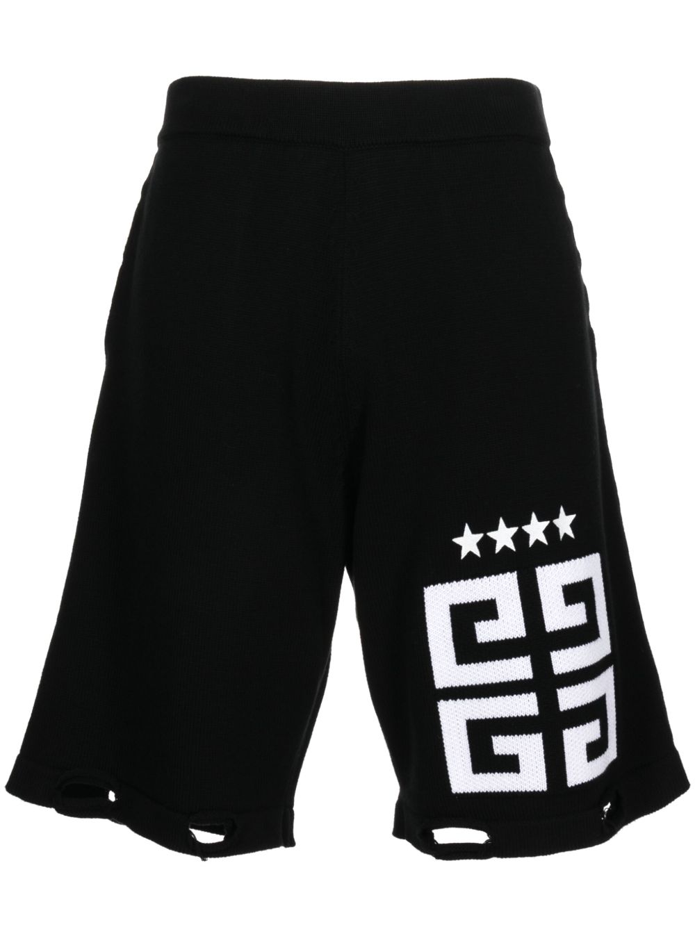 Givenchy logo印花棉运动短裤 - 黑色