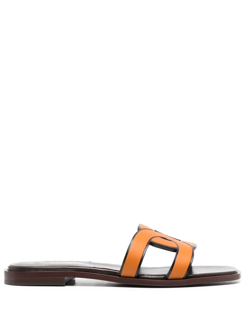 Tod's 皮质logo鞋带凉鞋 - 橘色