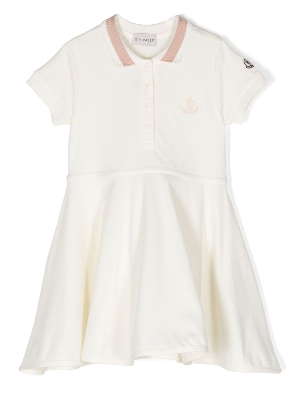 Moncler Enfant 伞形珠地布polo领连衣裙 - 白色