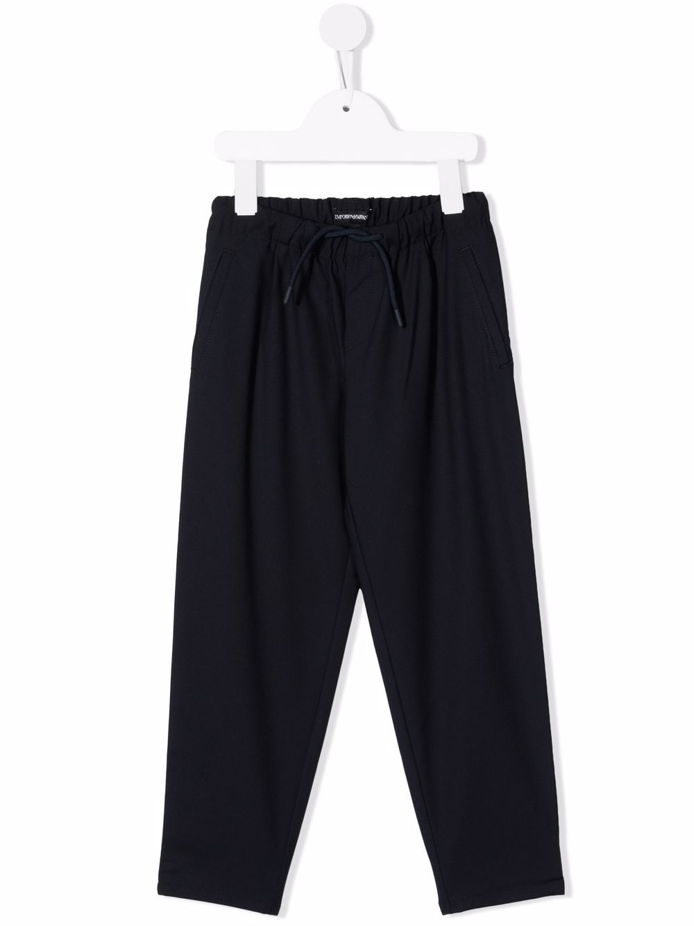 Emporio Armani Kids 抽绳直筒裤 - 蓝色