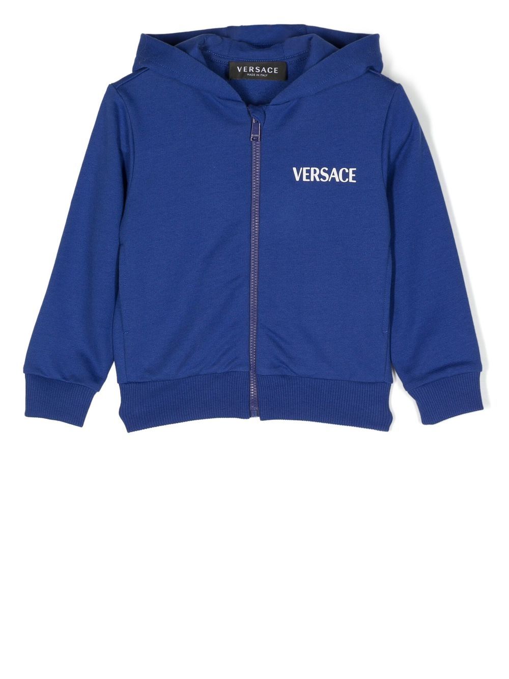 Versace Kids logo印花连帽衫 - 蓝色