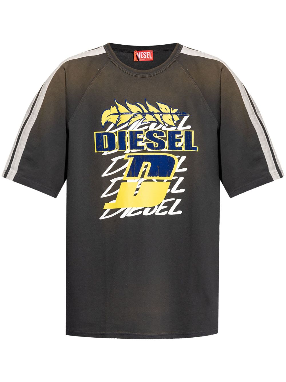 Diesel 水洗效果logo印花棉T恤 - 黑色