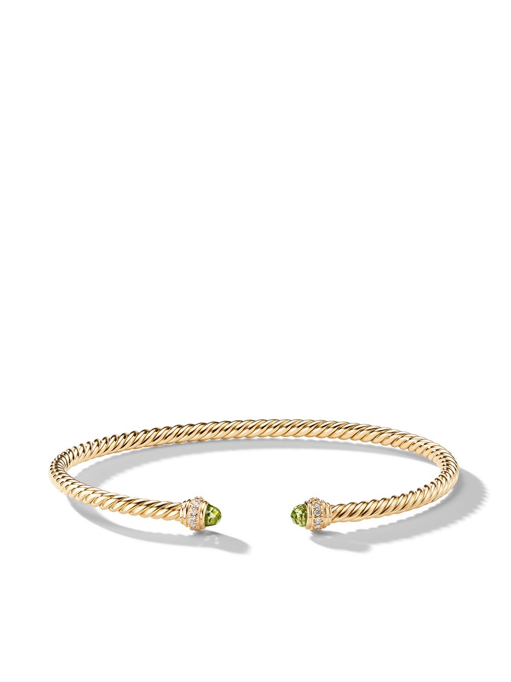 David Yurman 18K黄金 Cablespira 橄榄石钻石手链 - 金色