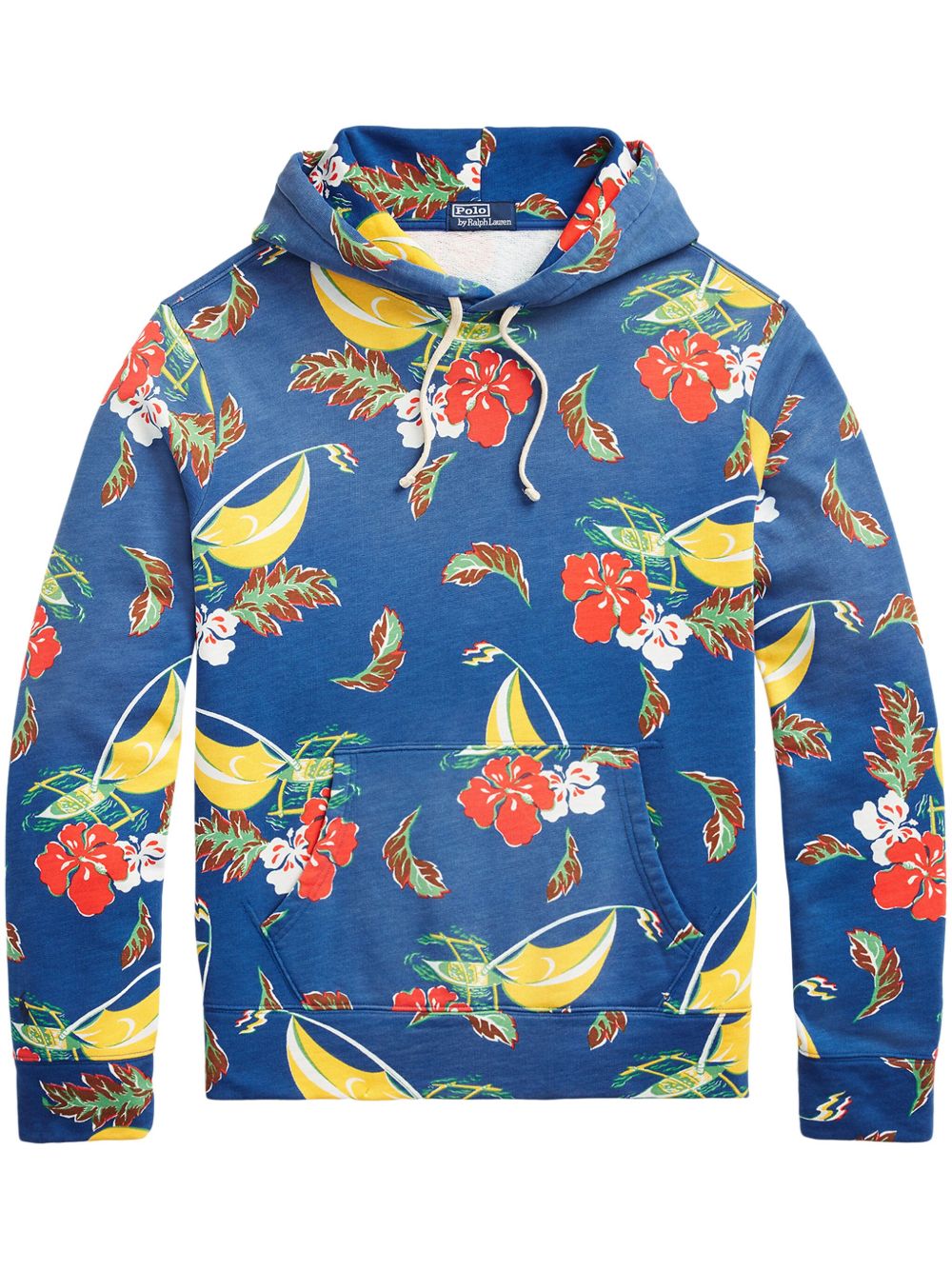 Polo Ralph Lauren 图案印花棉混纺连帽衫 - 蓝色
