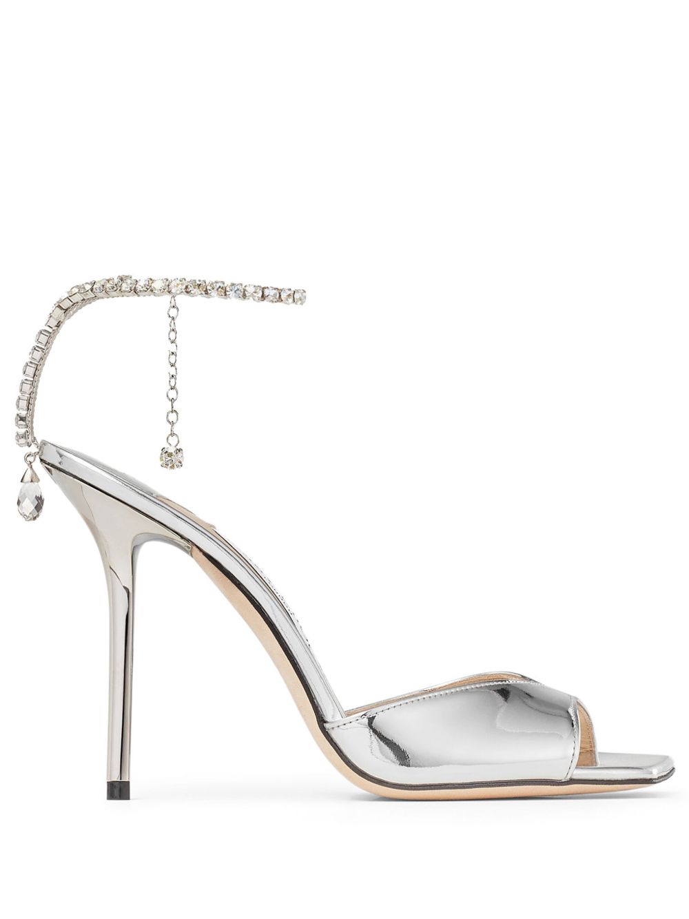 Jimmy Choo Saeda 晶饰高跟凉鞋 - 银色