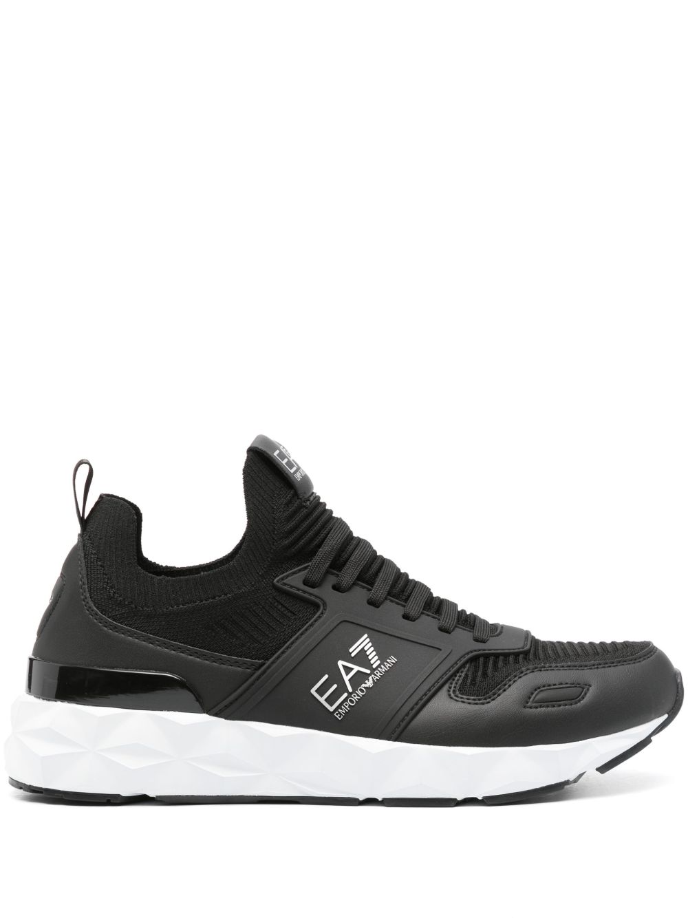 Ea7 Emporio Armani logo压纹厚底运动鞋 - 黑色