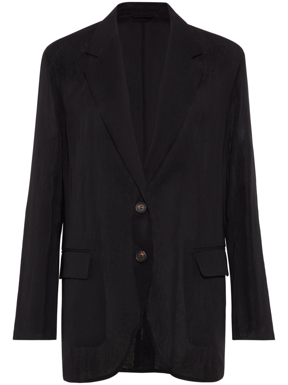 Brunello Cucinelli 欧根纱西装夹克 - 黑色