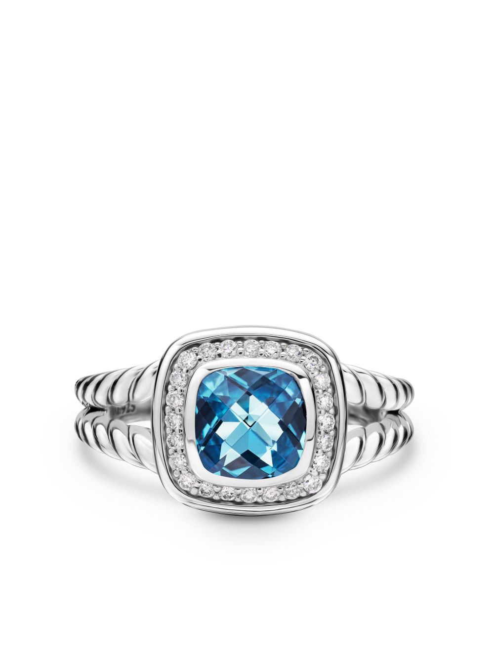 David Yurman 纯银 Petite Albion 黄玉钻石戒指 - 银色
