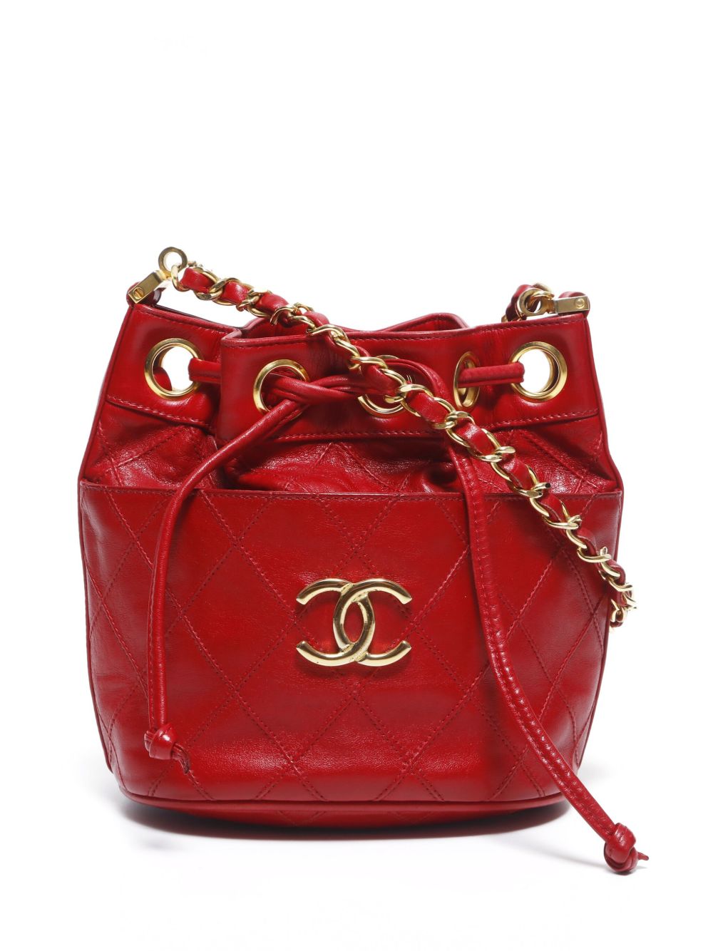 CHANEL Pre-Owned 菱纹绗缝单肩水桶包（1985-1993年典藏款） - 红色