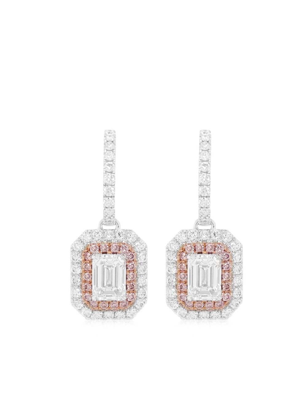 HYT Jewelry 18K白金钻石吊饰耳环 - 银色