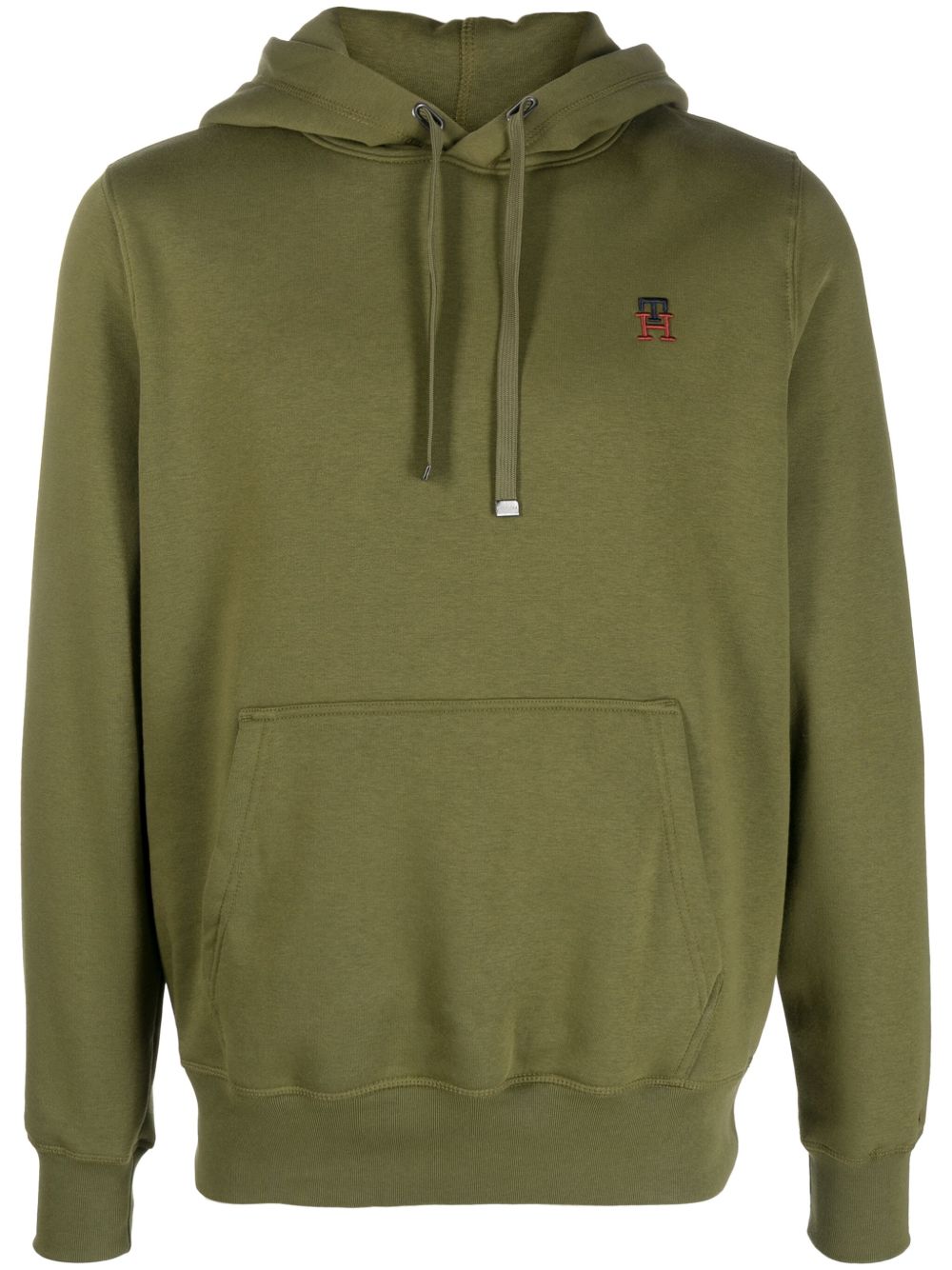 Tommy Hilfiger logo刺绣棉混纺连帽衫 - 绿色