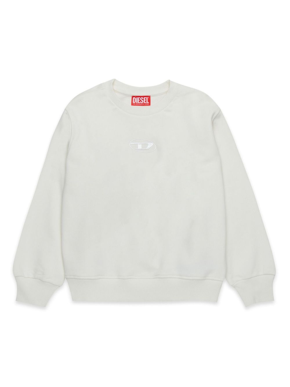 Diesel Kids logo刺绣棉卫衣 - 白色