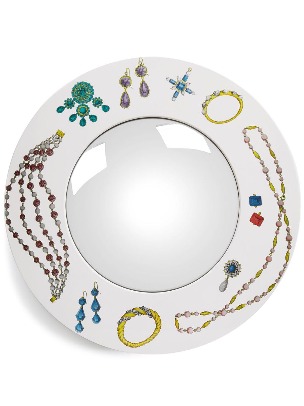 Fornasetti Gioielli 图案印花凸面镜 - 白色