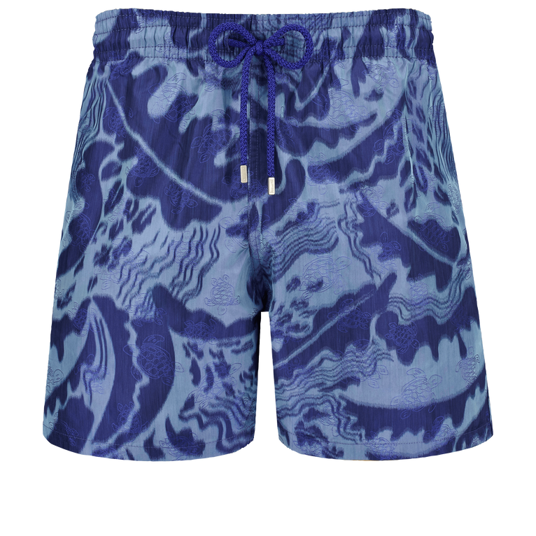 Vilebrequin Men Silk Swim Shorts Vagues - Swimming Trunk - Moopea - Blue - Size XL