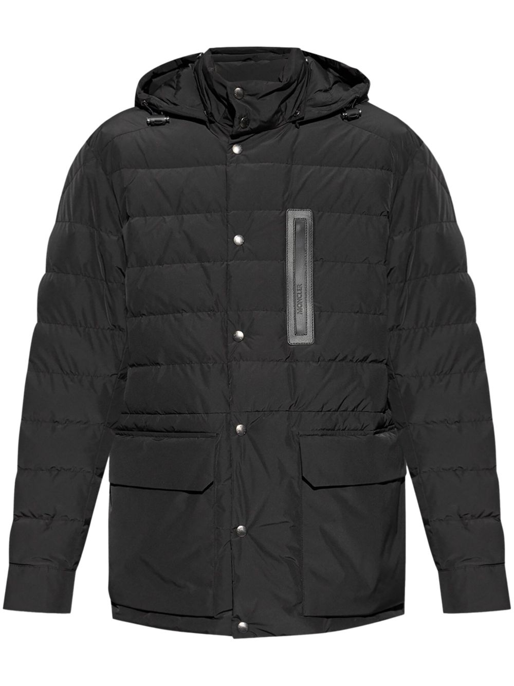 Moncler logo贴花填充外套 - 黑色