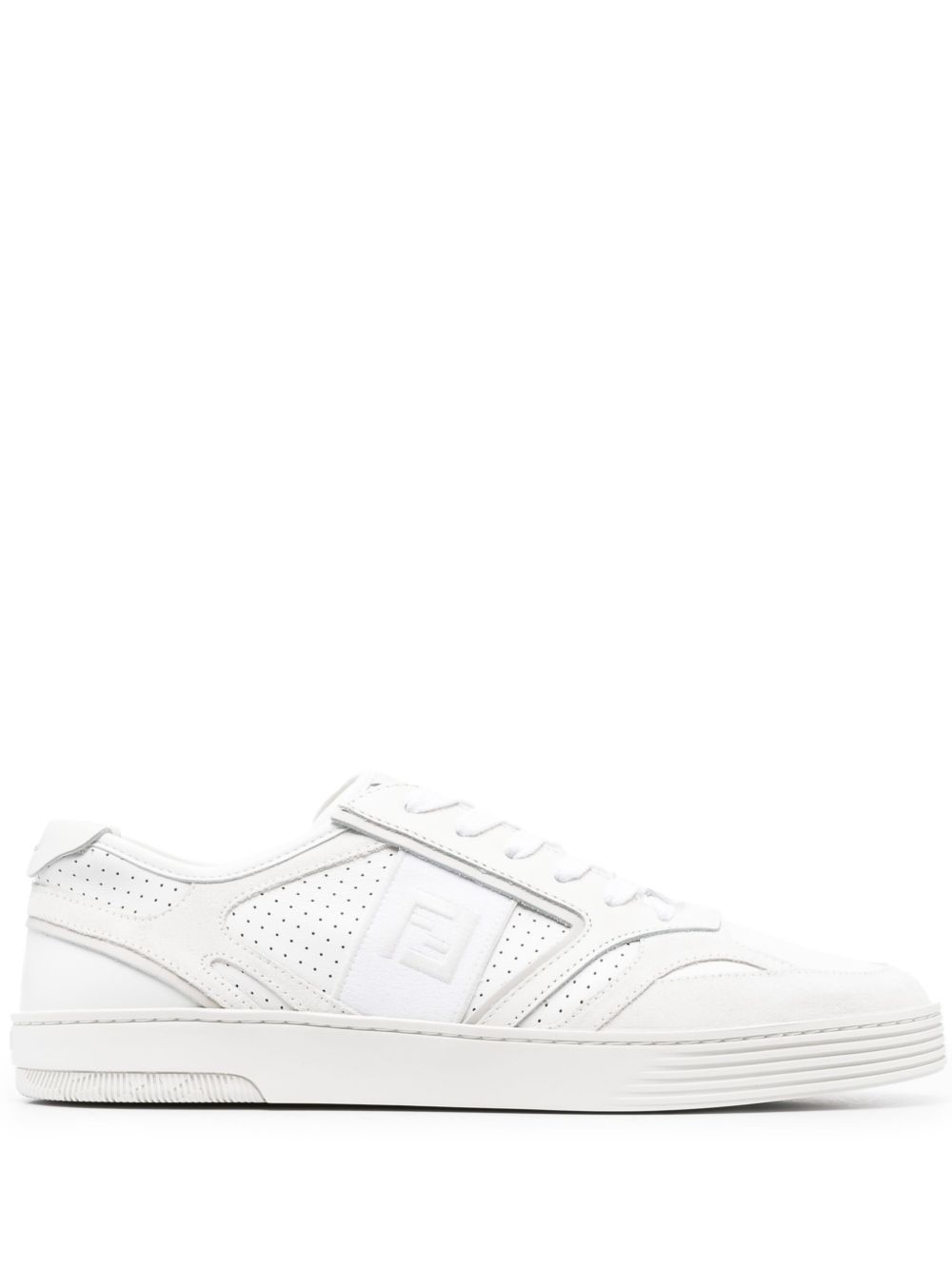 FENDI FF 刺绣系带运动鞋 - 白色