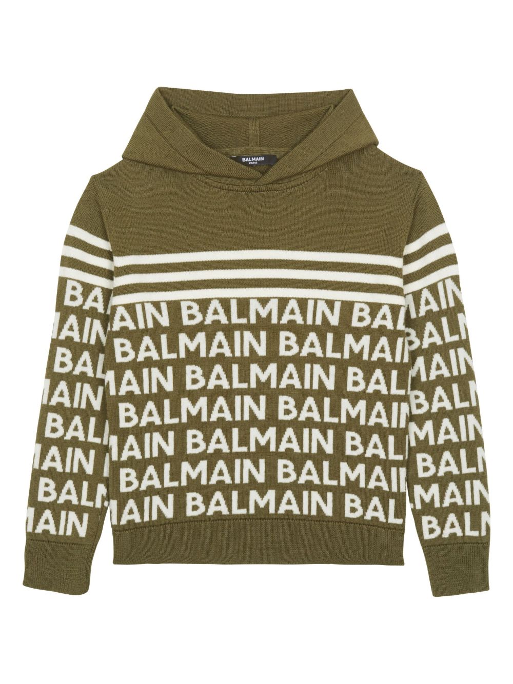 Balmain Kids logo针织连帽衫 - 绿色