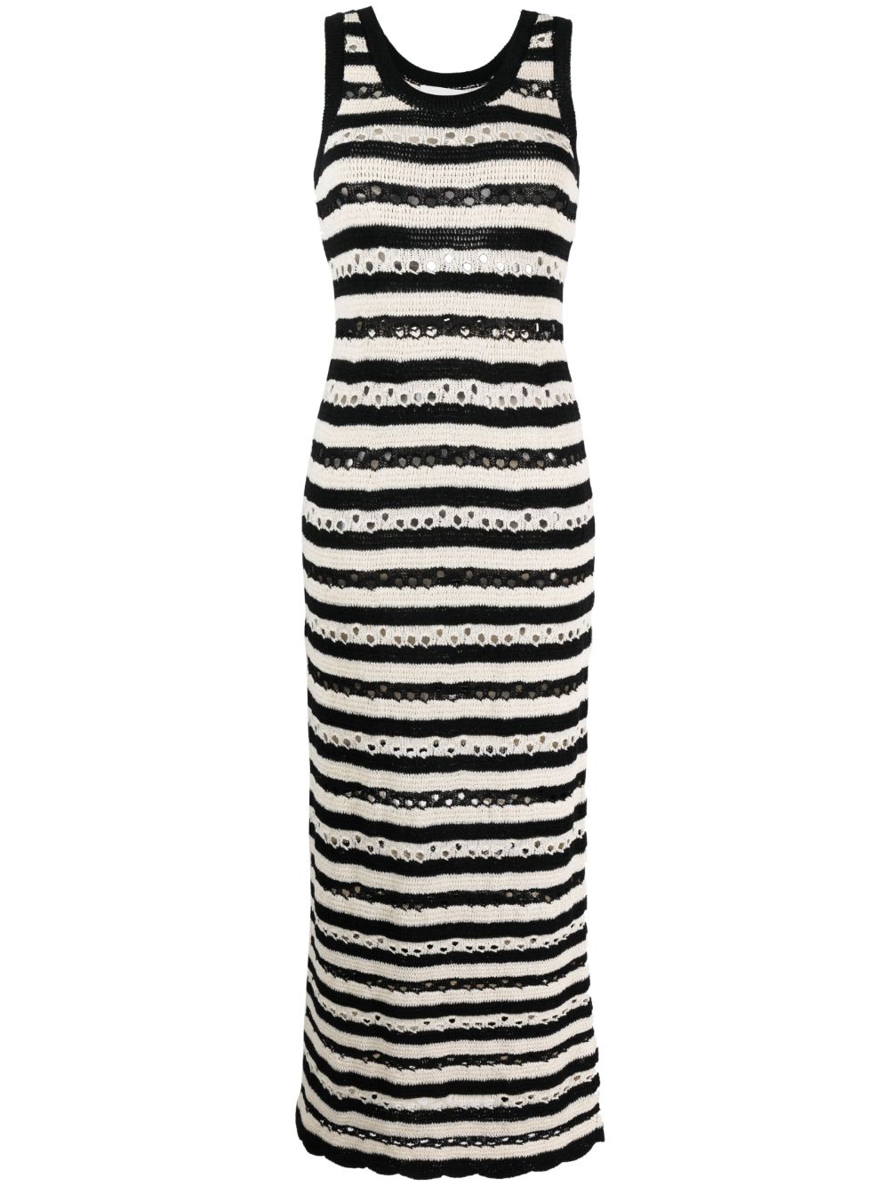 Sonia Rykiel 镂空条纹超长连衣裙 - 黑色