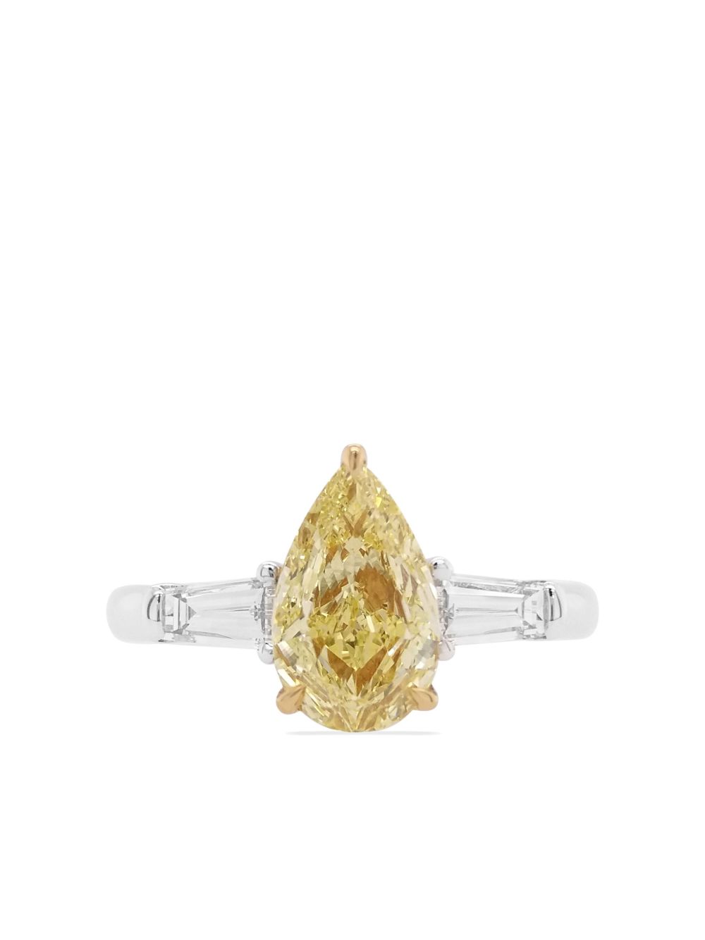 HYT Jewelry 钻石鸡尾酒铂金戒指 - 银色