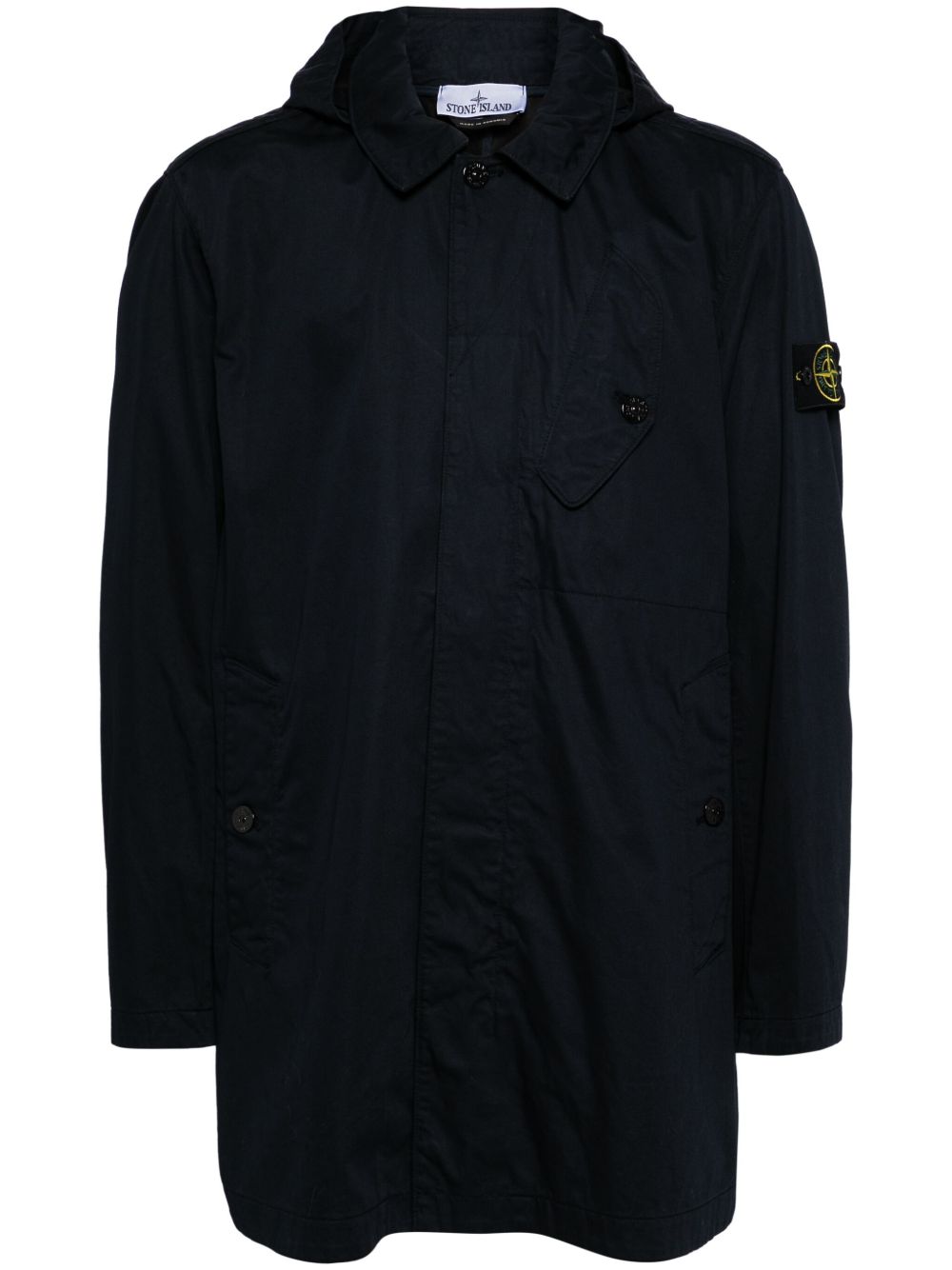 Stone Island 罗盘徽章棉连帽夹克 - 蓝色