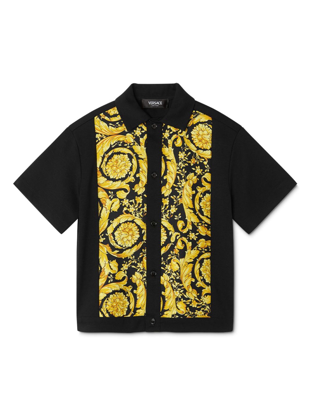 Versace Kids Barocco 印花短袖衬衫 - 黑色