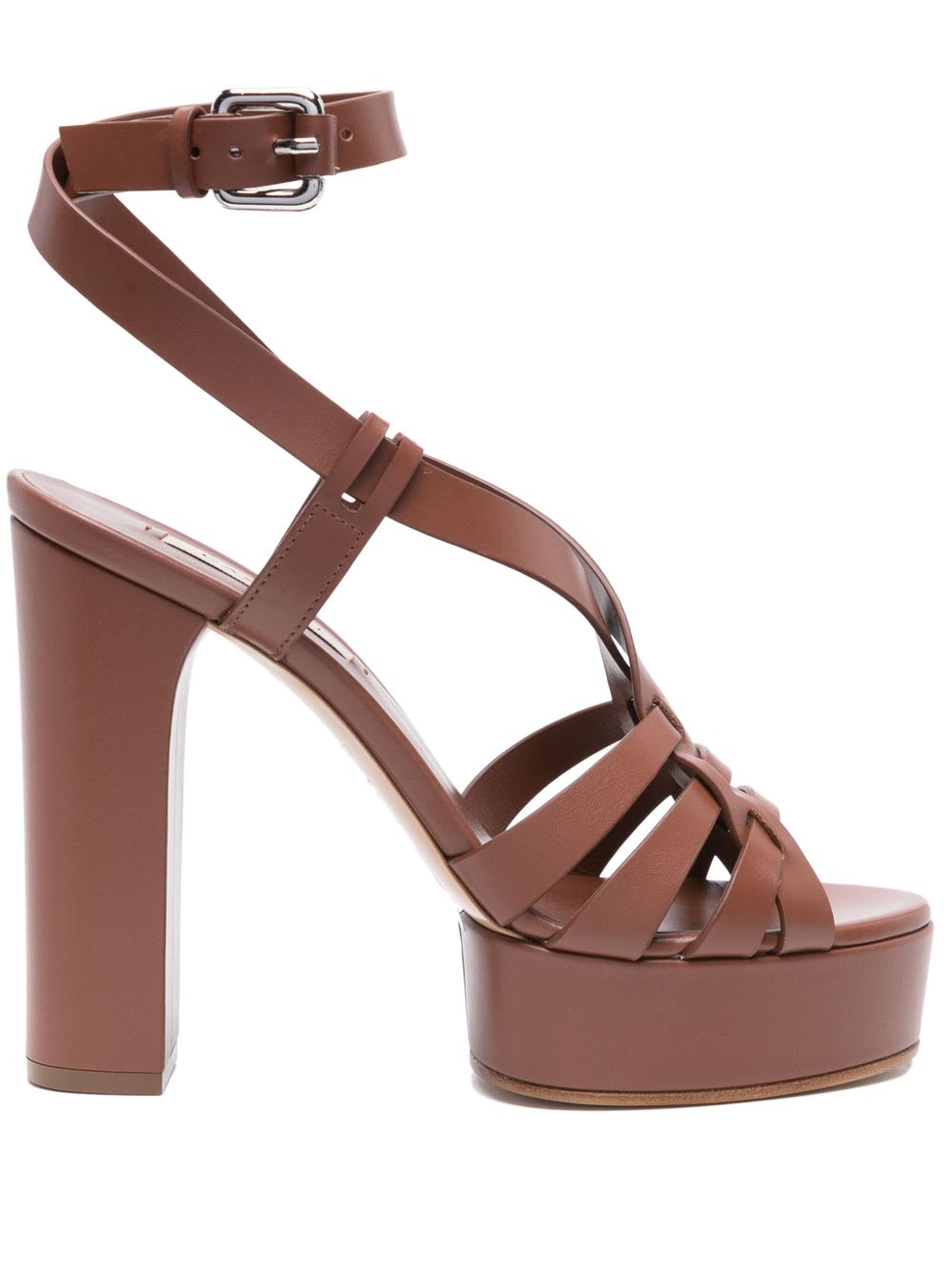 Casadei Betty 皮质高跟凉鞋 - 褐色
