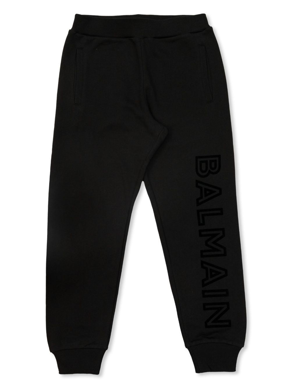 Balmain Kids logo印花棉运动裤 - 黑色