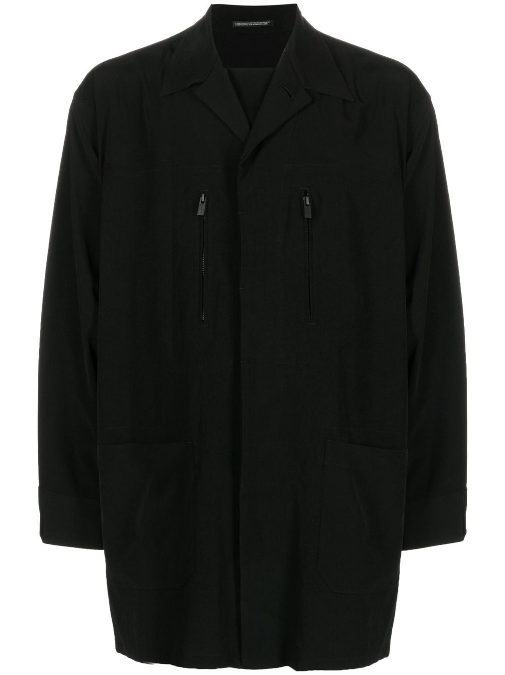 Yohji Yamamoto 拉链口袋衬衫式夹克 - 黑色