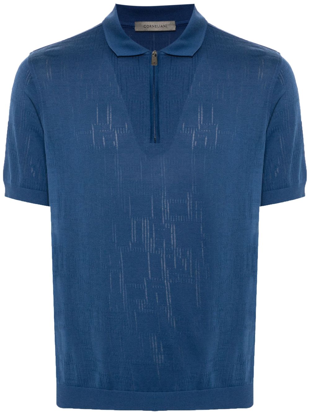 Corneliani 图案提花polo衫 - 蓝色