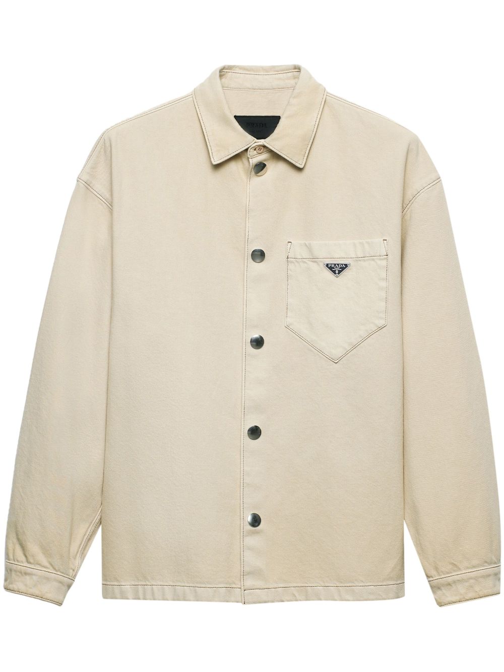 Prada logo标牌牛仔衬衫 - 中性色
