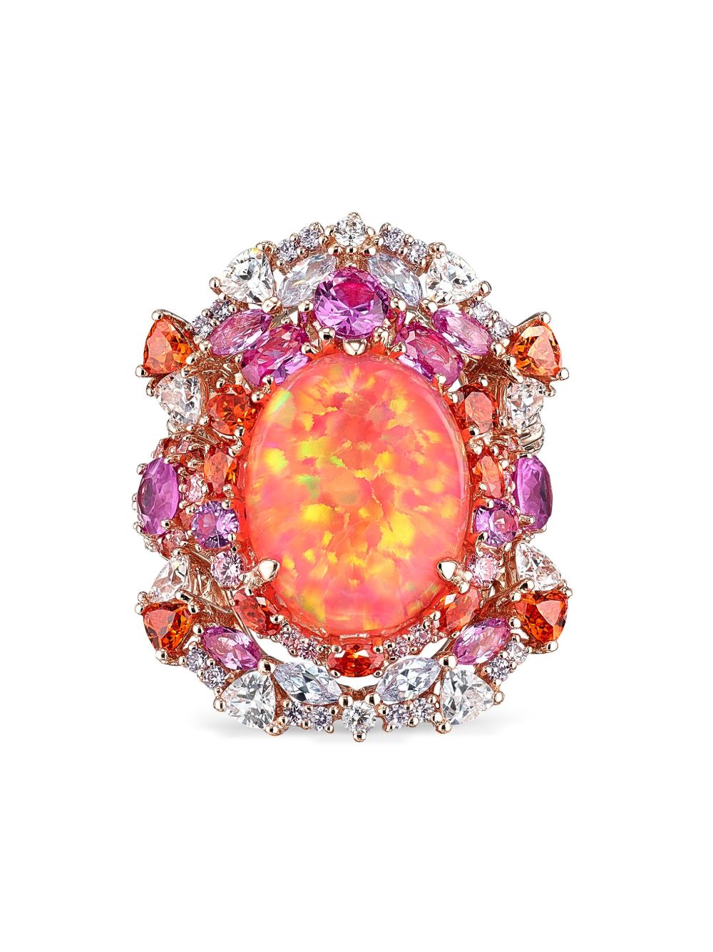 Anabela Chan 18K镀黄金纯银 Coral Opal Ocean 宝石戒指 - 橘色