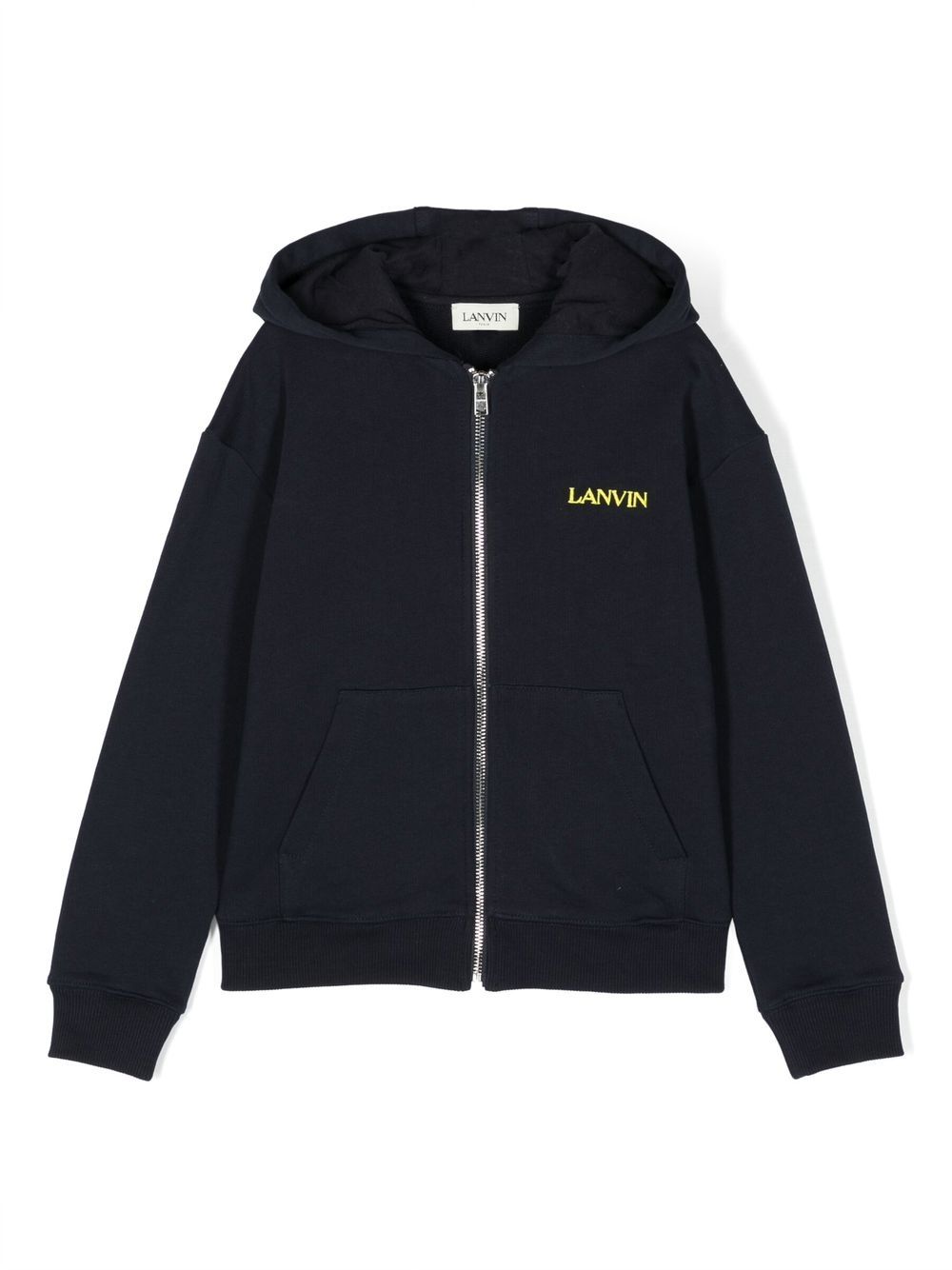 Lanvin Enfant logo刺绣连帽夹克 - 蓝色