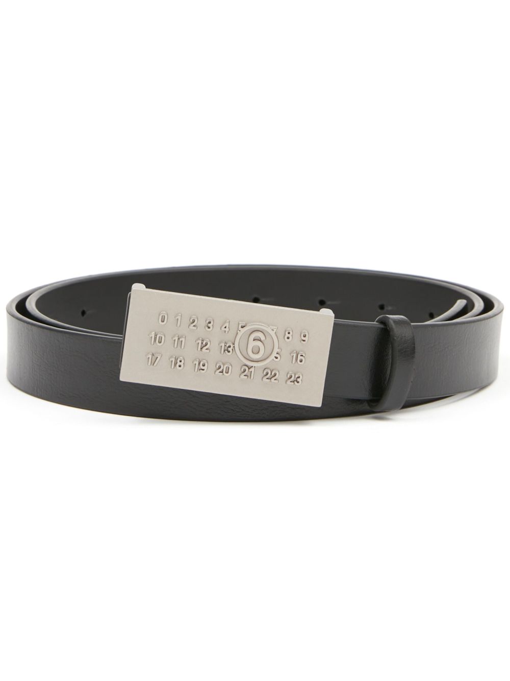 MM6 Maison Margiela Numeric Signature 皮质腰带 - 黑色