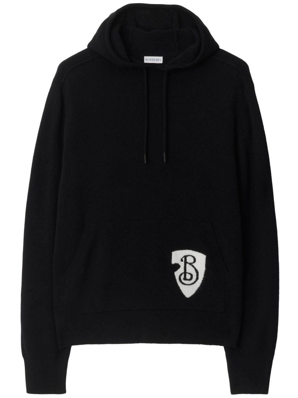 Burberry B Shield 羊毛连帽衫 - 黑色