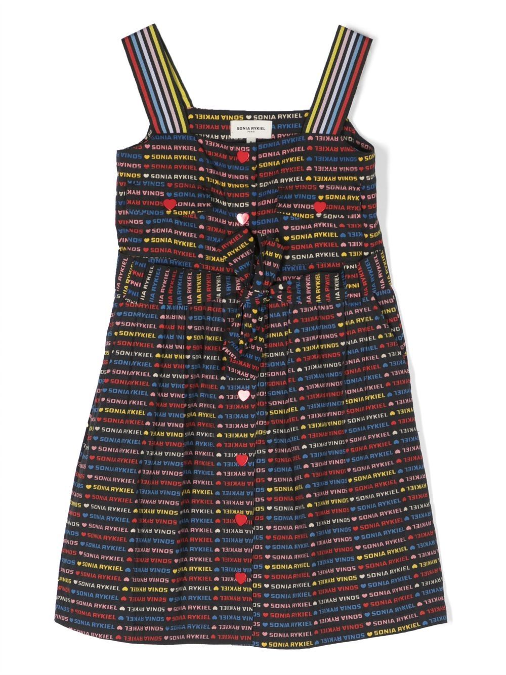 SONIA RYKIEL ENFANT logo印花束腰连衣裙 - 黑色