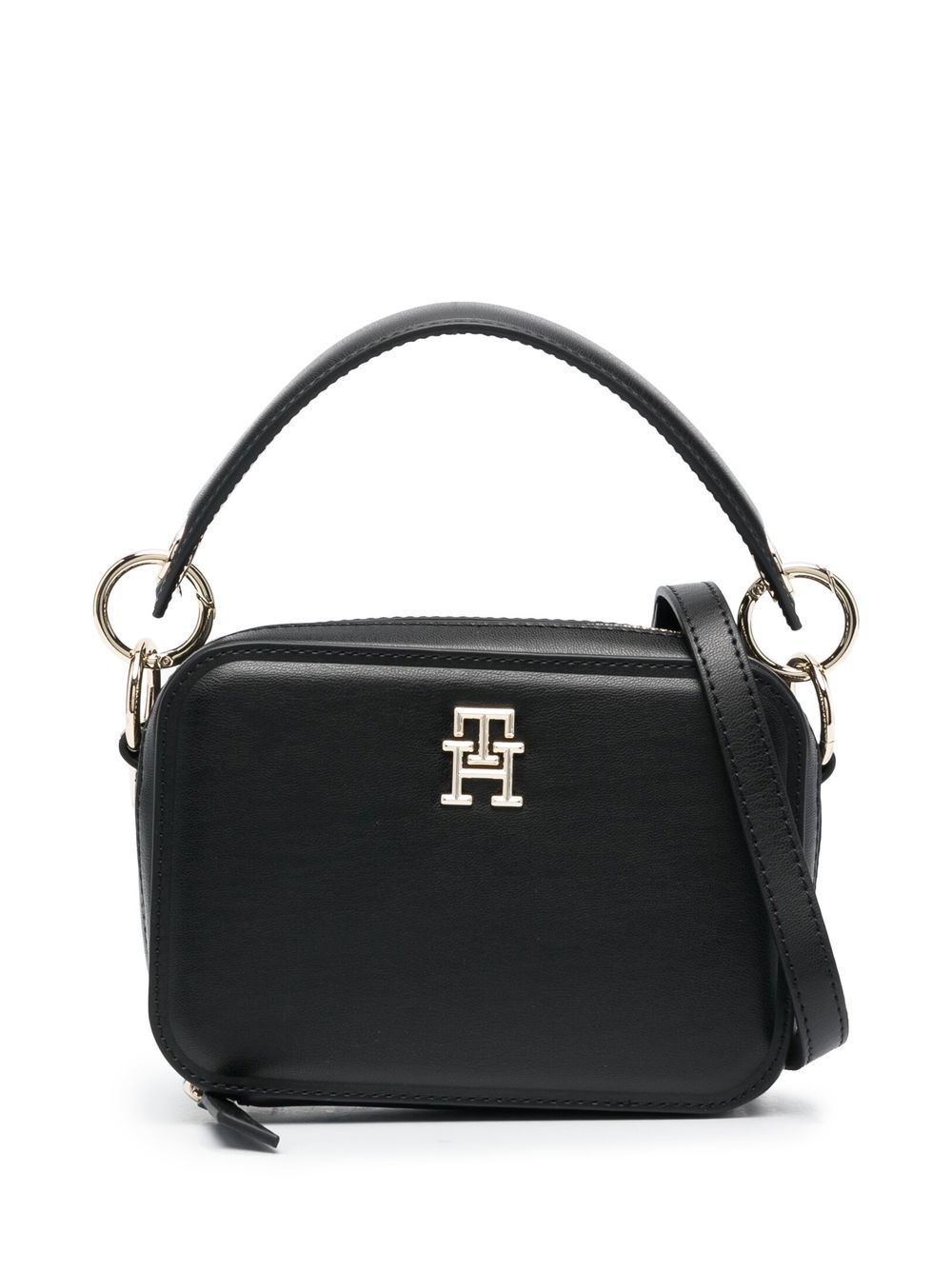 Tommy Hilfiger logo标牌拉链斜挎包 - 黑色