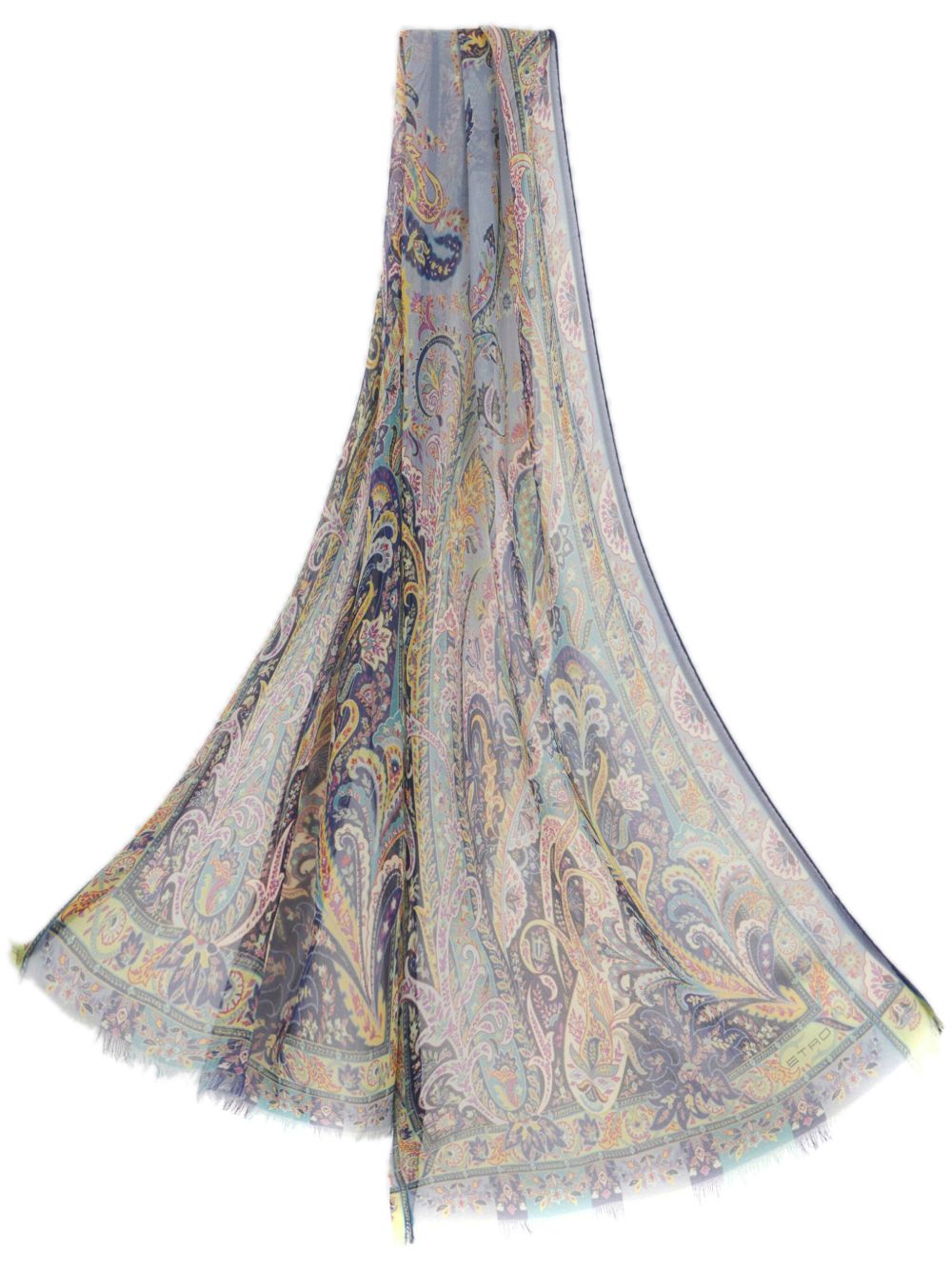 ETRO 佩斯理印花真丝围巾 - 蓝色