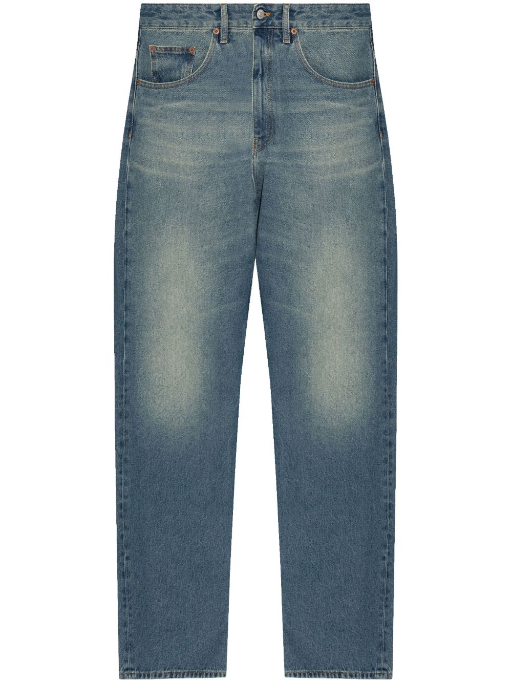 MM6 Maison Margiela 高腰直筒牛仔裤 - 蓝色