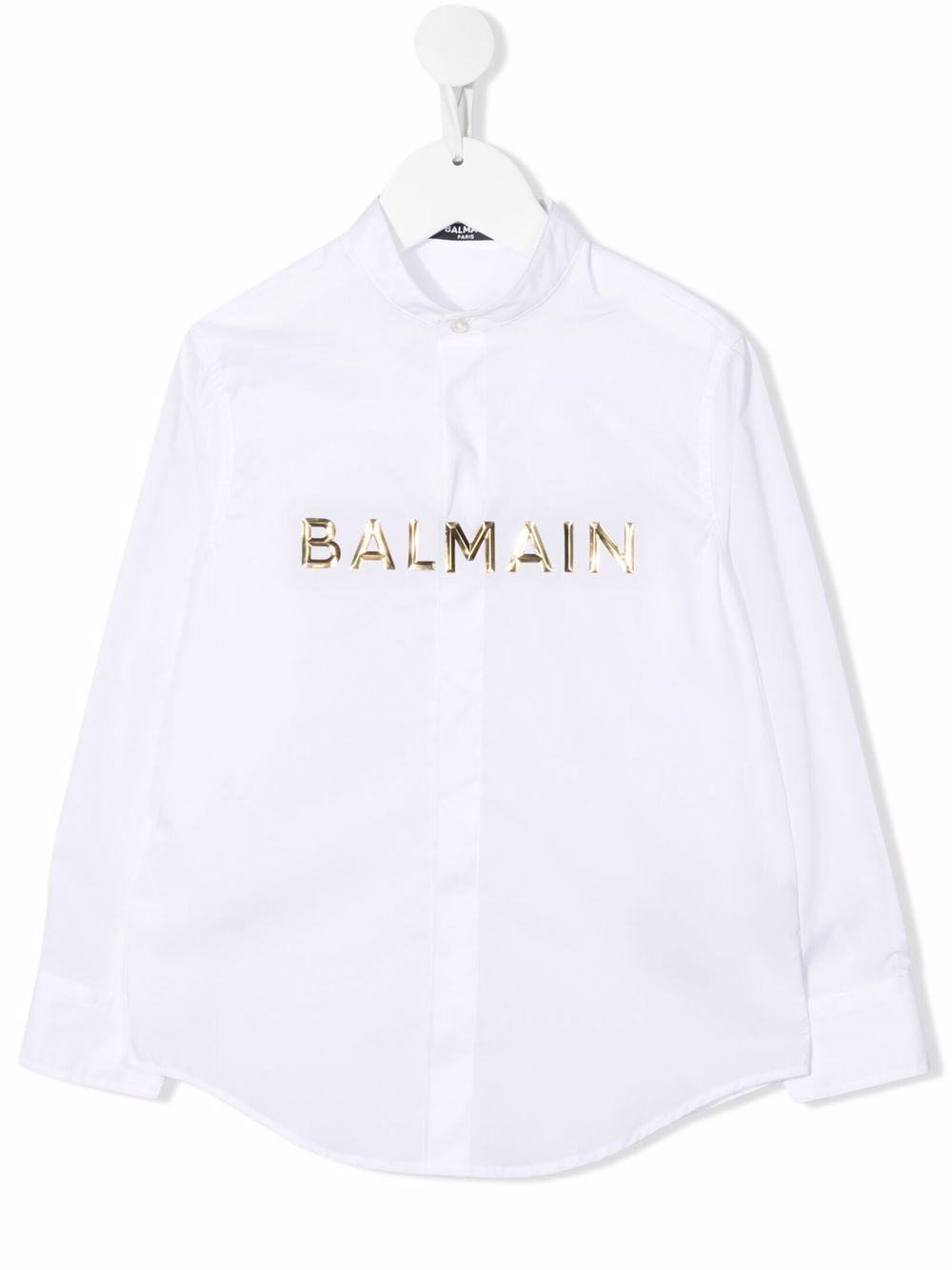 Balmain Kids 巴尔曼 logo印花长袖衬衫 - 白色