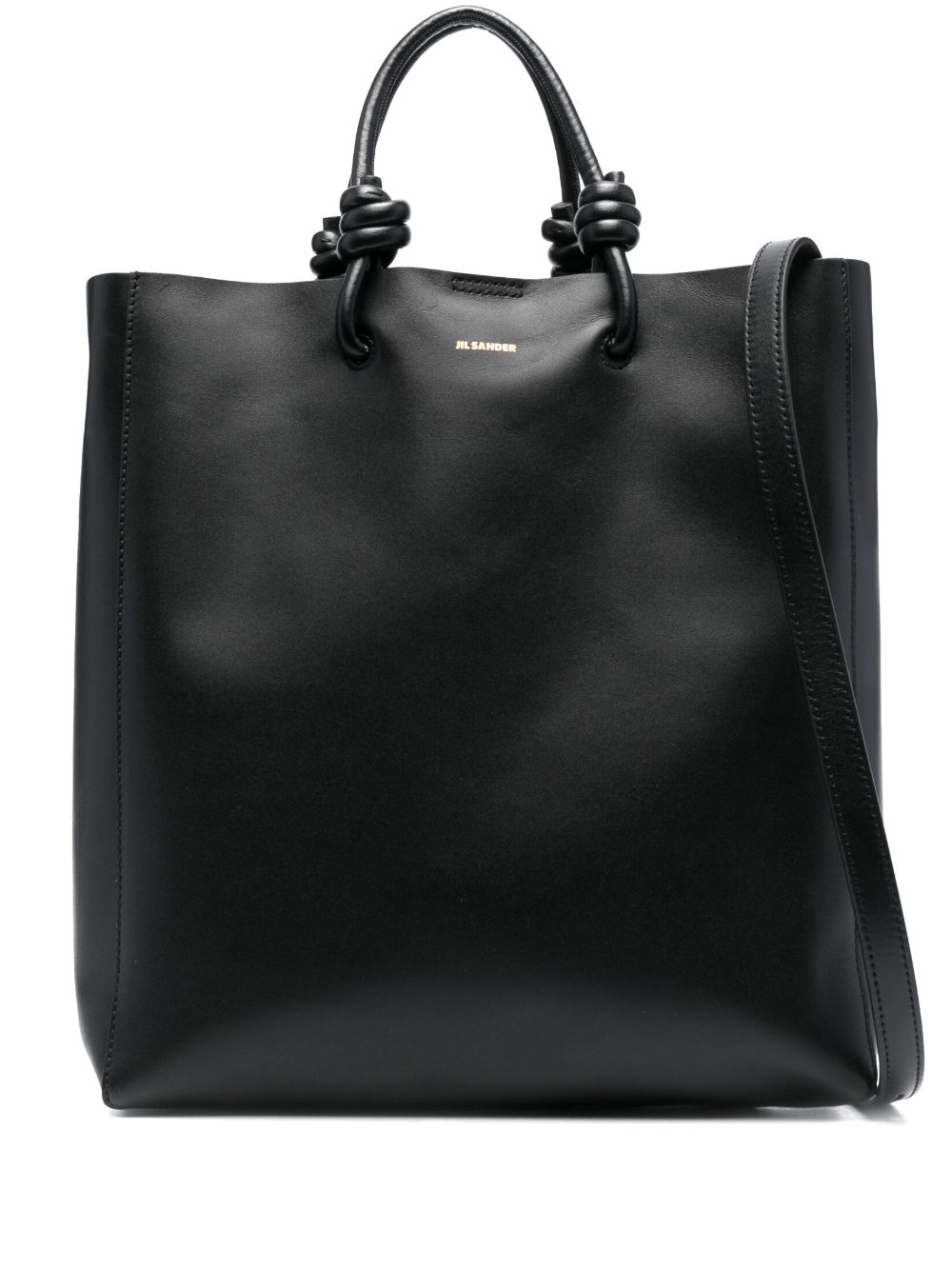 Jil Sander 结饰细节皮质手提包 - 黑色