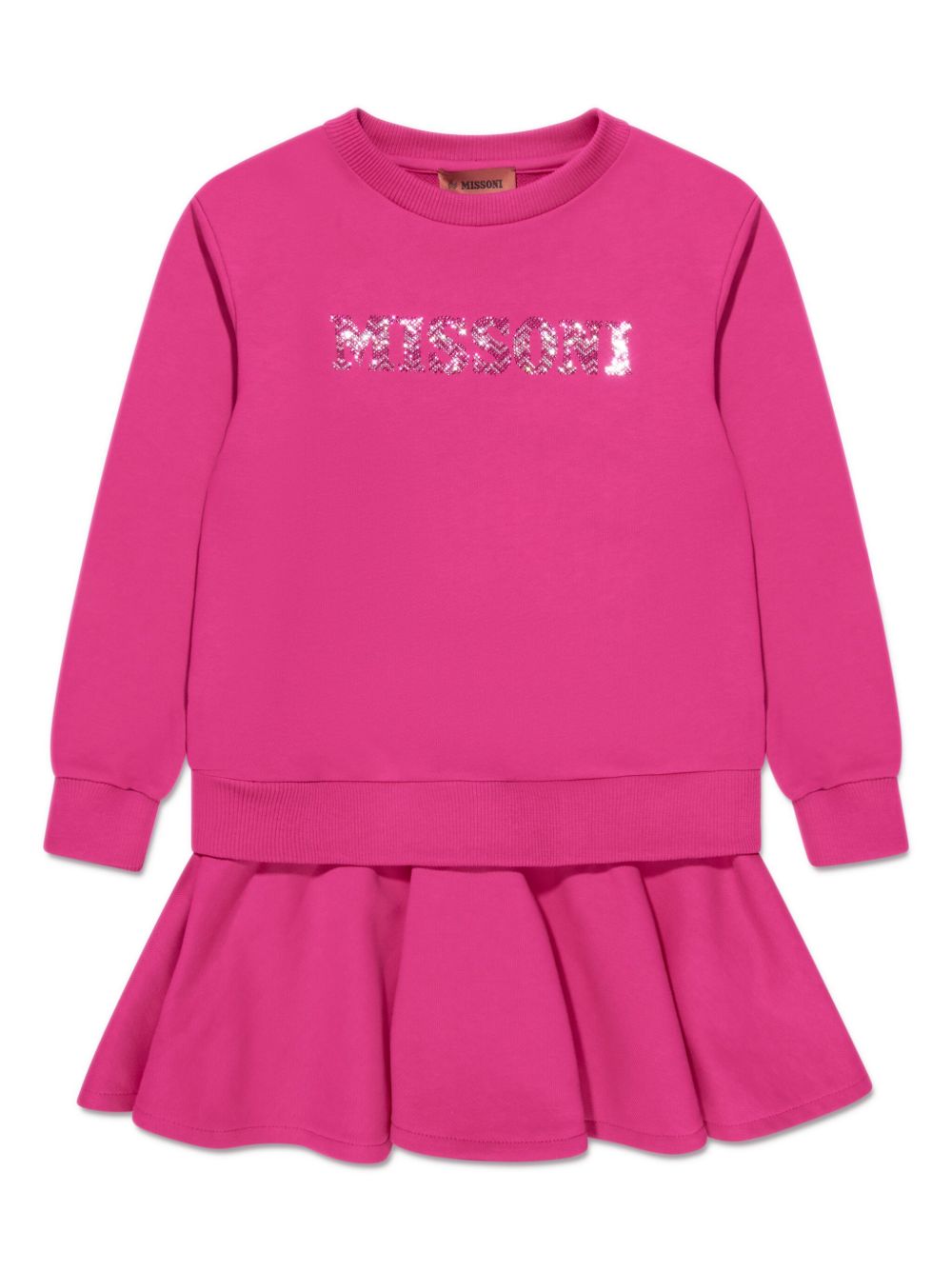 Missoni Kids logo缀饰分层式迷你连衣裙 - 粉色