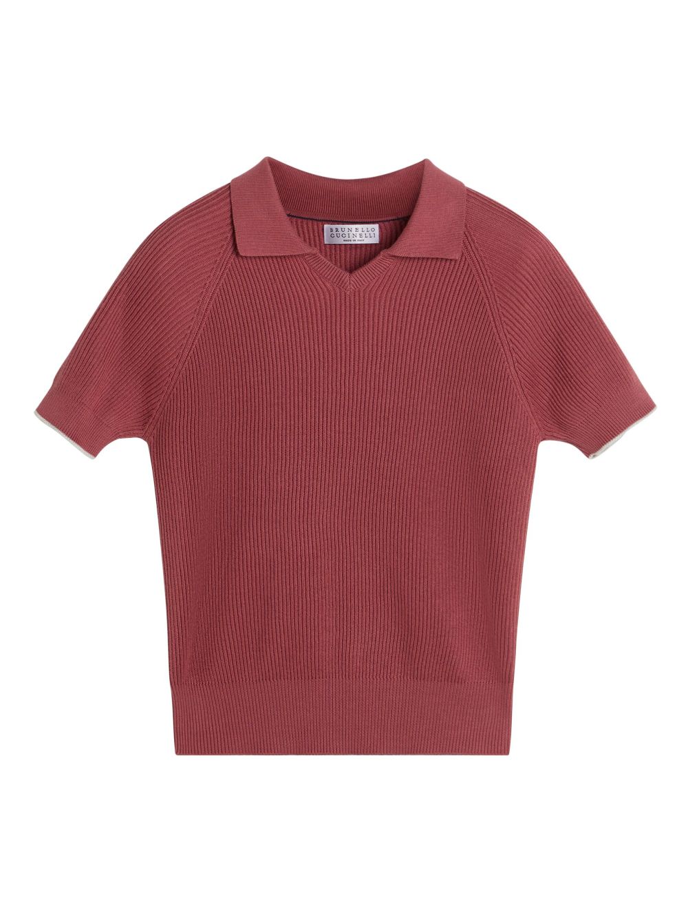 Brunello Cucinelli Kids polo领罗纹毛衣 - 红色
