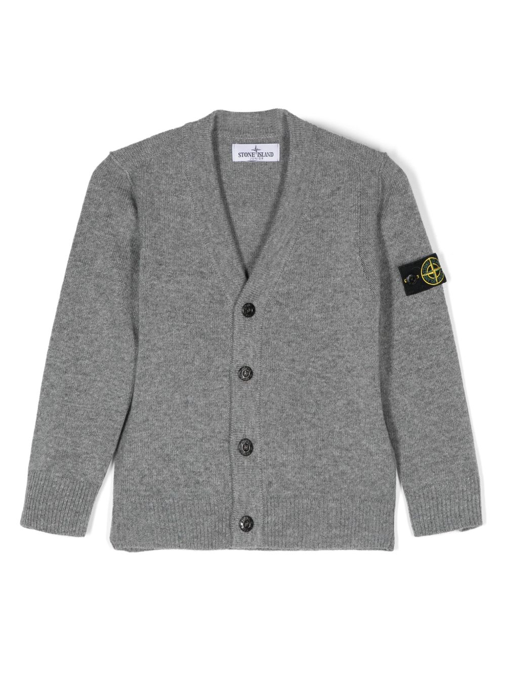 Stone Island Junior 罗盘徽章针织开衫 - 灰色