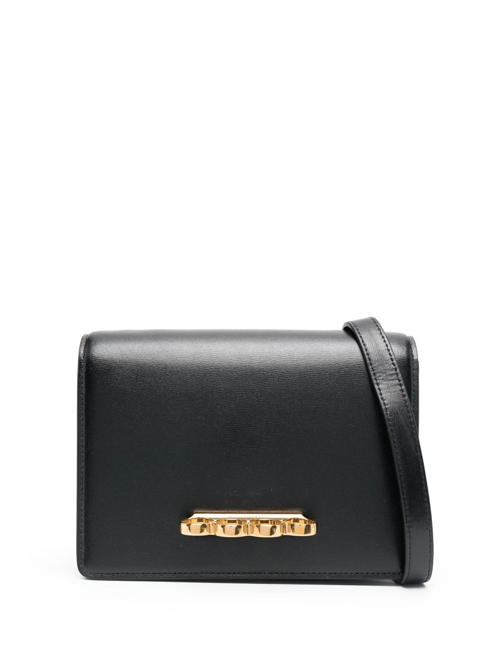 Alexander McQueen logo标记皮质斜挎包 - 黑色