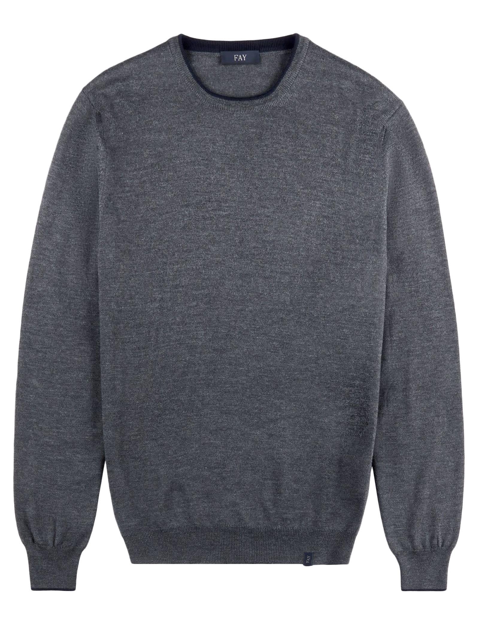 Fay Jumper In Grey Shaved Wool Knit