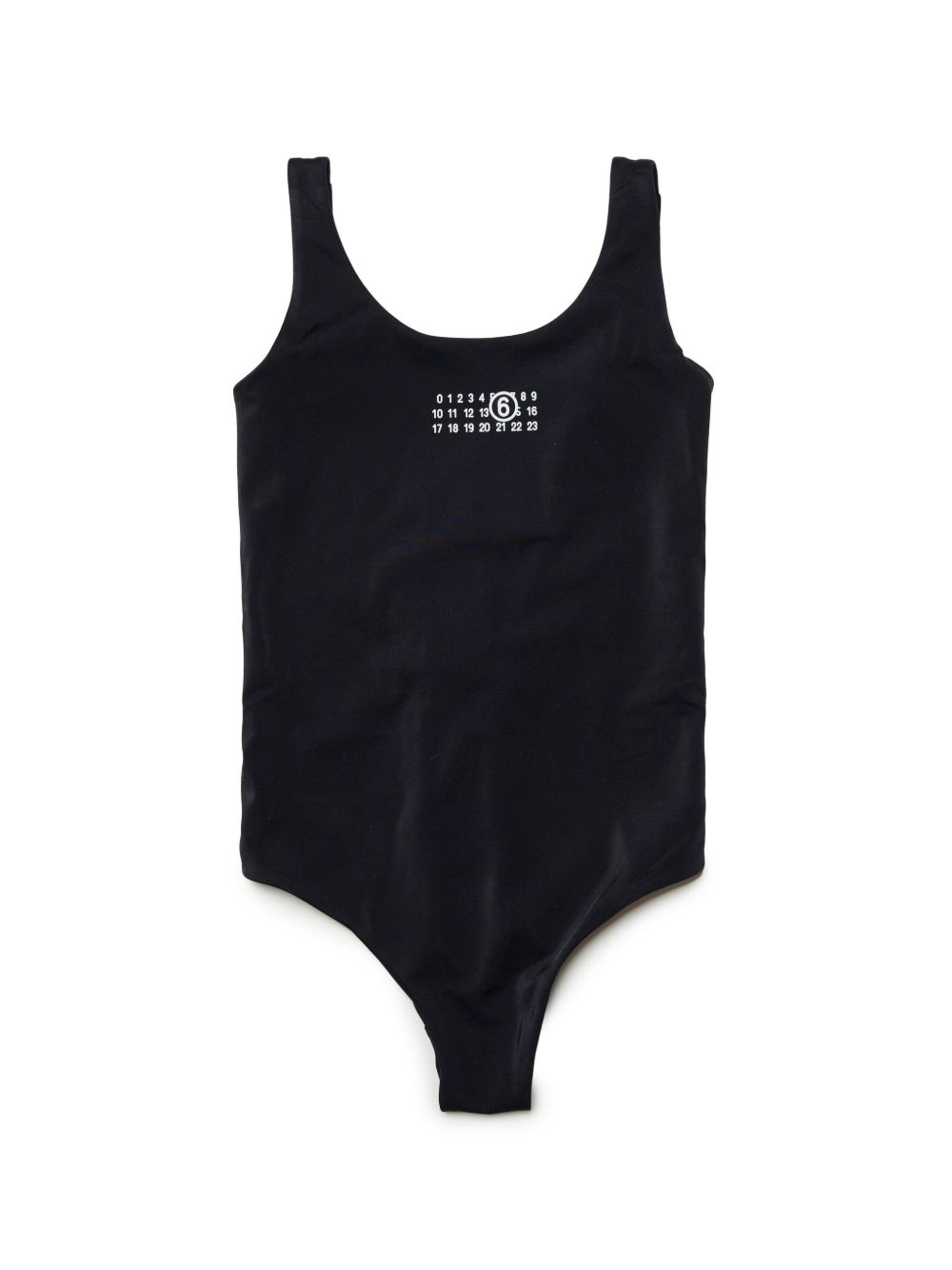 MM6 Maison Margiela Kids 数字图案印花连体泳衣 - 黑色