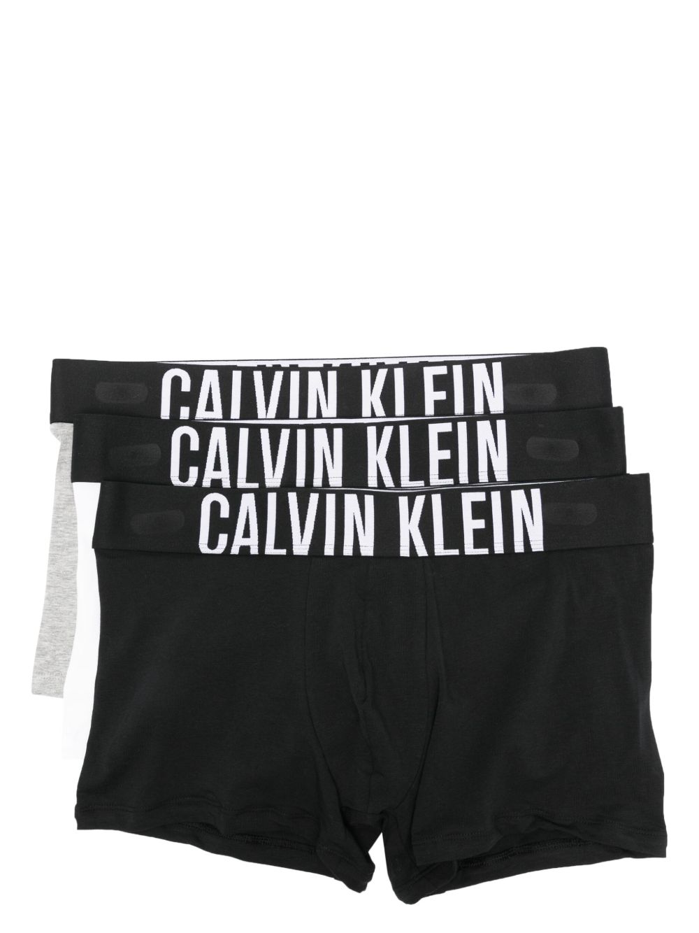 Calvin Klein logo腰边四角裤（三件装） - 黑色